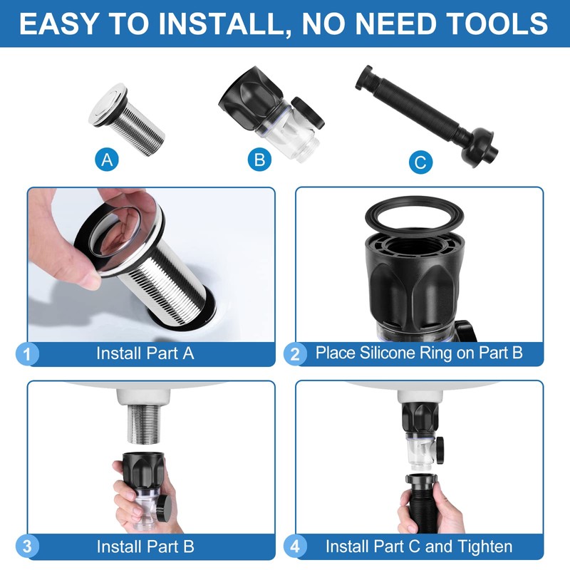 Bathroom-Sink-Drain-Kit: Flex-drain Kit with Flexible & Expandable P-trap Sink Drain