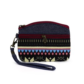 Energather Coin Purse, Canvas Coin Purses for Women and Women, Bohemian Mini Purse, Women's Small Purse with Wrist Strap for Shopping, Hiking, Travel, Walking, red, S, Casual