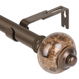 curtain rod 36-72 inch,1 inch Decorative,Polished Bronze Marbled Finial