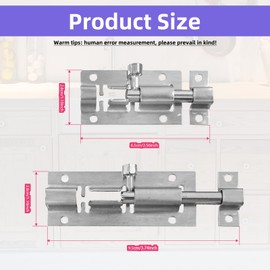 30Pcs Barrel Bolt Latch, 2" and 3" Stainless Steel Slide Bolt Lock with Screws, Sliding Door Gate Latches for Inside Outside Doors