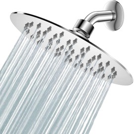 Ducha de Lluvia de Alta Presión, Cabezal de Ducha de Acero Inoxidable para el Baño, Ángulo Ajustable para Ducha de Baño, Ducha Fija de Ahorro de Agua Ultra Fina con Boquilla de Silicona (6 Pulgadas)