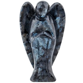 KYEYGWO Labradorite Angel Gemstone Crystal Guardian Angel Statues, Pocket Angel Peace Angel Lucky Charm Reiki Fengshui Desk Ornaments 2.75"
