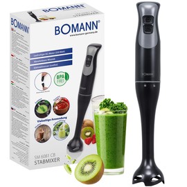 Bomann SM 6081 CB Hand Blender for Smoothies Shakes Soups Turbo Function 350 W Purée Stick Stainless Steel Knife Removable Mixing Rod Hand Blender Electric Hand Blender