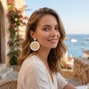 4 Pairs Handmade Raffia Rattan Bohemian Round Drop Dangle Earrings