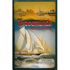 Buddel-Bini Versand Tin Sign with Nostalgic Travemünde Sailing Boat Regatta Sailing Yacht