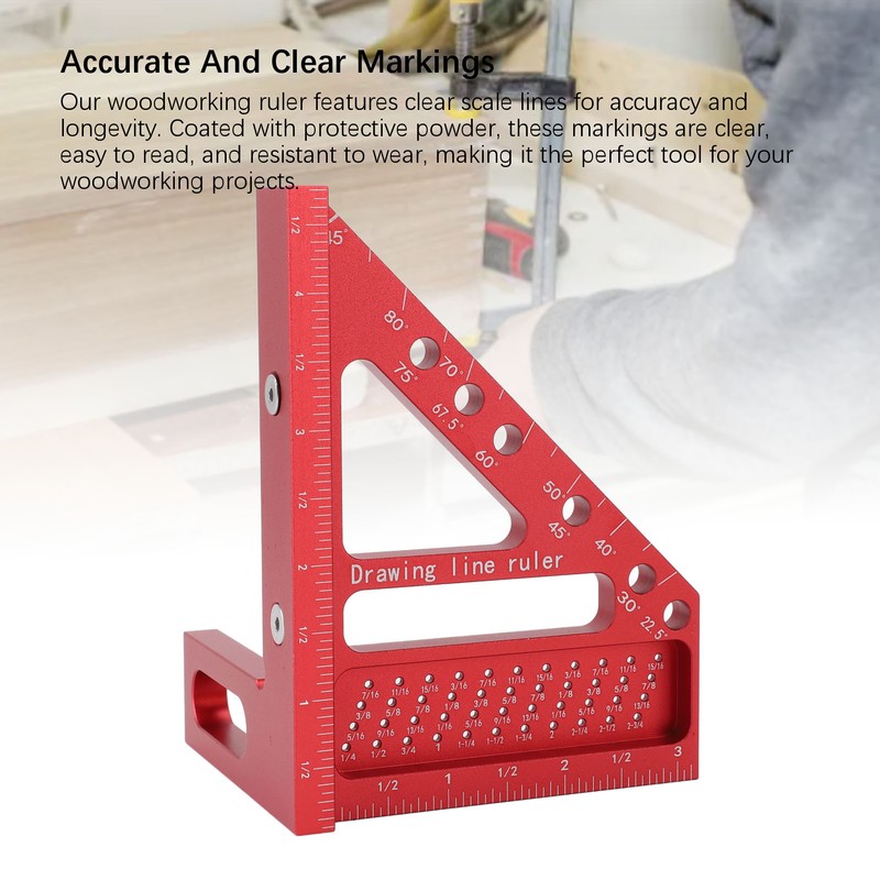 Carpenter Square Hole Scribing Ruler 45 90 Degree Aluminum Alloy