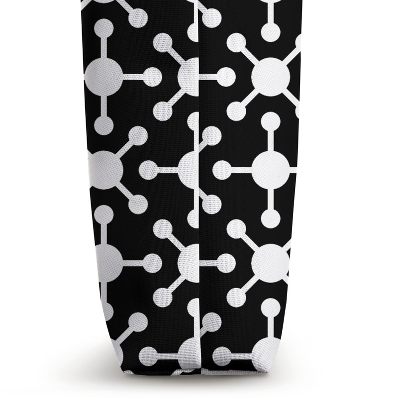 White Black Molecule Dot Minimalist Galaxy Spaceship Pattern Tote Bag
