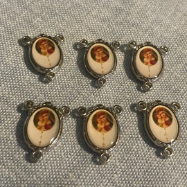 Rosary Virgin Mary with Baby Jesus Medal Rosary Centers | Silver Tone