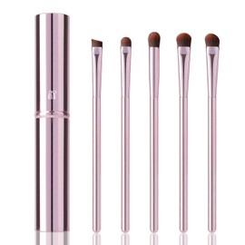 YUESHENNAN - Juego de 5 brochas para sombra de ojos, brochas de maquillaje de ojos, brochas de maquillaje de ojos, brochas angulares (rosa).