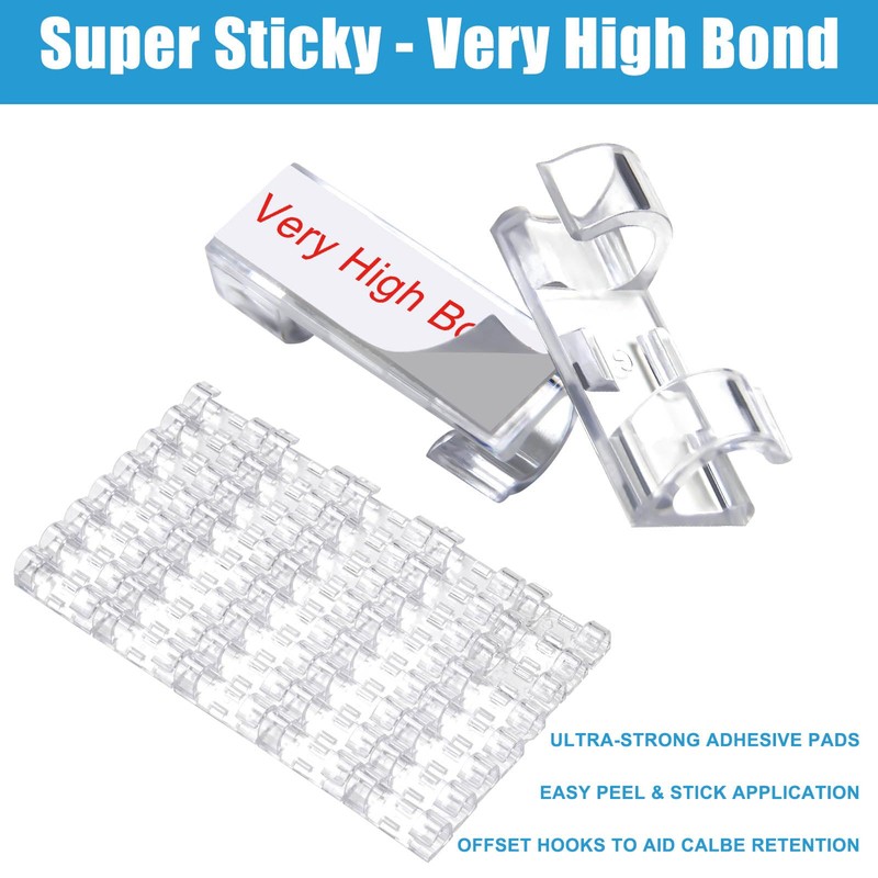 40PCS Strong Adhesive Cable Clips Clear, Premium Wire Holders for