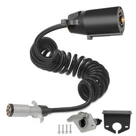 Agrieyes 7 Pin to 6 Pin Trailer Adapter, 10 ft 6 Pin to 7 Pin Trailer Light Adapter for RV, Coiled Trailer Cord Tow Cable for Truck, Vehicle, Towing Plug Wire Jumper Cables 7 Way