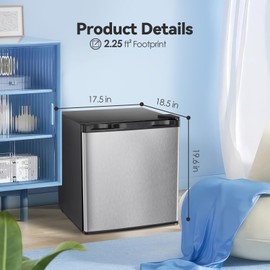 LHRIVER 1.1 Cu.ft Small Upright Freezer, Compact Mini Freezer with Removable Shelves, Adjustable Thermostat, Reversible Door Hinge, Quiet for Home/Office/Kitchen/Dorm, Silver