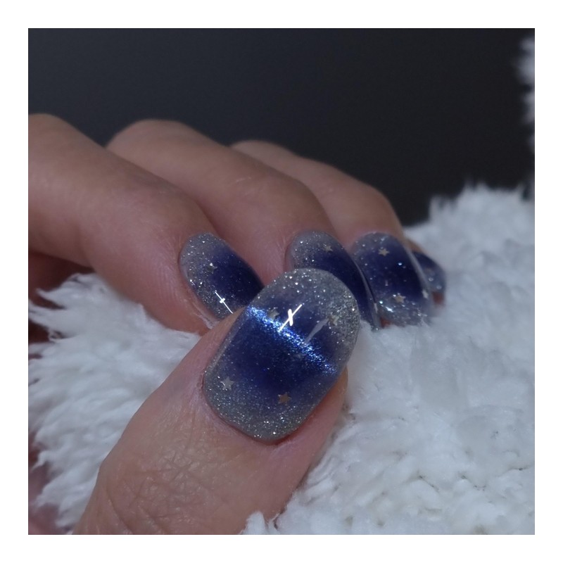 Blue Pop Magnet Handmade Nail Tips - Long Ballerina /