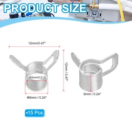 PATIKIL Spring Band Hose Pipe Clamps for 5-6mm OD Hose, 15 Pack Silicone Vacuum Constant Tension Band Clips for Fuel Line Silicone Air Hose Tube Water Pipe, Silver