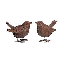 Pair of Detailed Resin Wren Bird Ornaments for Home or Garden
