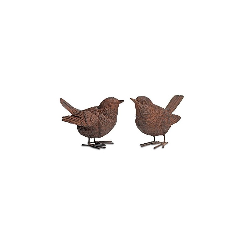 Pair of Detailed Resin Wren Bird Ornaments for Home or