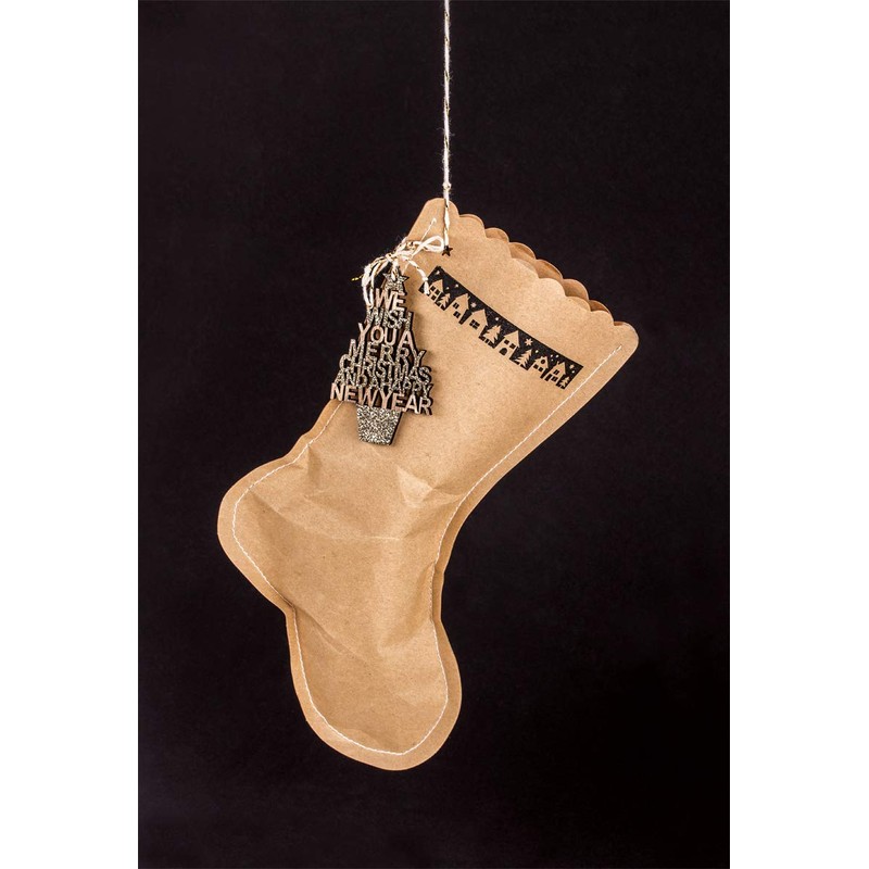 Rayher 67321521 Kraft Paper Christmas Stockings, 27.5 x 18 cm,