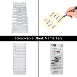 PAG Hanging Wall File Holder Organizer Mail Sorter Literature Rack for Office, 10 Pockets, White