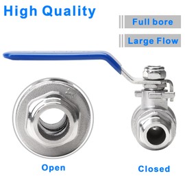 DERNORD Full Port Ball Valve 3/8 Inch - Male x Male Stainless Steel 304 Heavy Duty for Water, Oil, and Gas,1000WOG (3/8 Inch NPT)