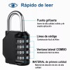 LSXD 2 Pcs Candados De Combinación 4 Dígitos Cerradura Metalica