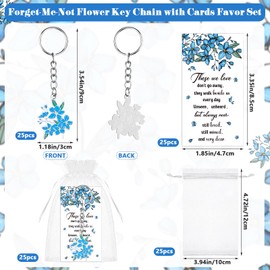 Kklolai 25 Sets Funeral Favors for Guests Forget Me Not Flower Keychain Remembrance Memorial Cards Organza Bags for Loved Ones Celebration of Life Keepsakes