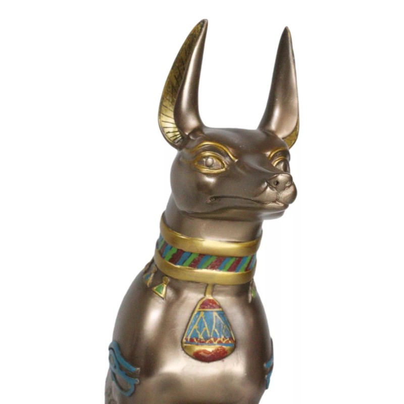 Large Egyptian Jackal Dog Anubis Statue 12.5"H God Of Mummification