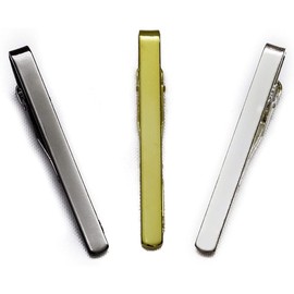 Guento Airus 3pc Mens Tie Bar Clip for Regular Necktie, Gold Silver Black with Luxury Gift Box Set