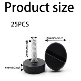 JCKD 25 piece furniture base adjustable, M6 x 20mm adjustable furniture feet adjustable feet, adjustable screws for leveling feet, adjustable feet with impact nuts, used for chairs, tables, sofas