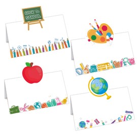 100 Pcs Back to School Place Cards Desk Name Tags for Classroom Opening Ceremony School Theme Table Number Picks Teacher Welcome Party Seat Markers