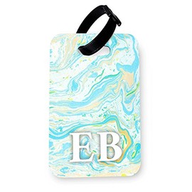 WTF | Marbled Ink Monograms (1) | Printed Art Faux Leather Passport Cover/Luggage Tag | MI1 (Luggage Tag)