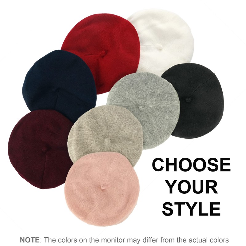 Braxton Grey - Warm Lined Wool Angora Knit Berets -