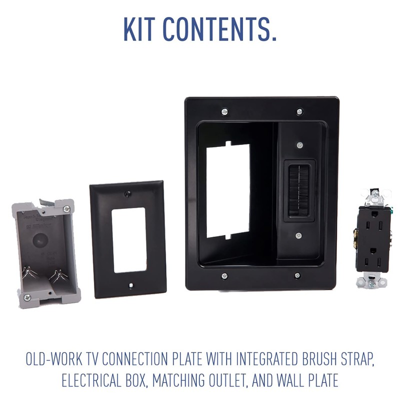 Legrand On-Q HT2102BKV1 Hardwired In Wall Cable Management Kit, TV