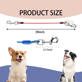 Dog Tether for Car Pet Dog Car Seat Belt Restraint Chew Proof Safety Tether Cable with Double Hook Stainless Steel Coated Pet Vehicle Leash and Harness Restraint 39 Inch