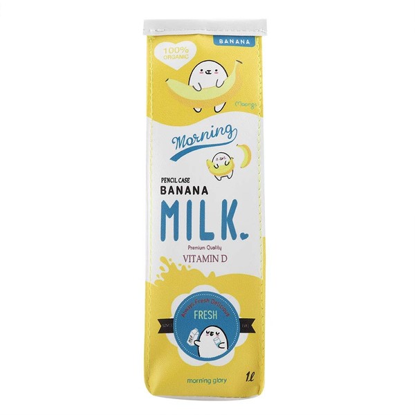 Fdit 3-Coloured Cartoon Milk Carton Stationery Bag, Waterproof PU, Large