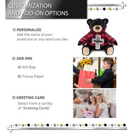 DolliBu Black Bear Stuffed Animal with Silver Cross and Personalization - Religious Baptism Gifts for Boys and Girls, Dedication Christening Gifts Plush Prayer Toy Healing Teddy Bear - 9 Inches