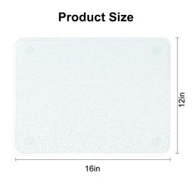 KimiDitt Tempered Glass Cutting Board, 12x16" Glass Cutting Board for Kitchen Counter,Large Size Frosted Glass,with Non-Slip Feet, Scratch Resistant,Heat Resistant