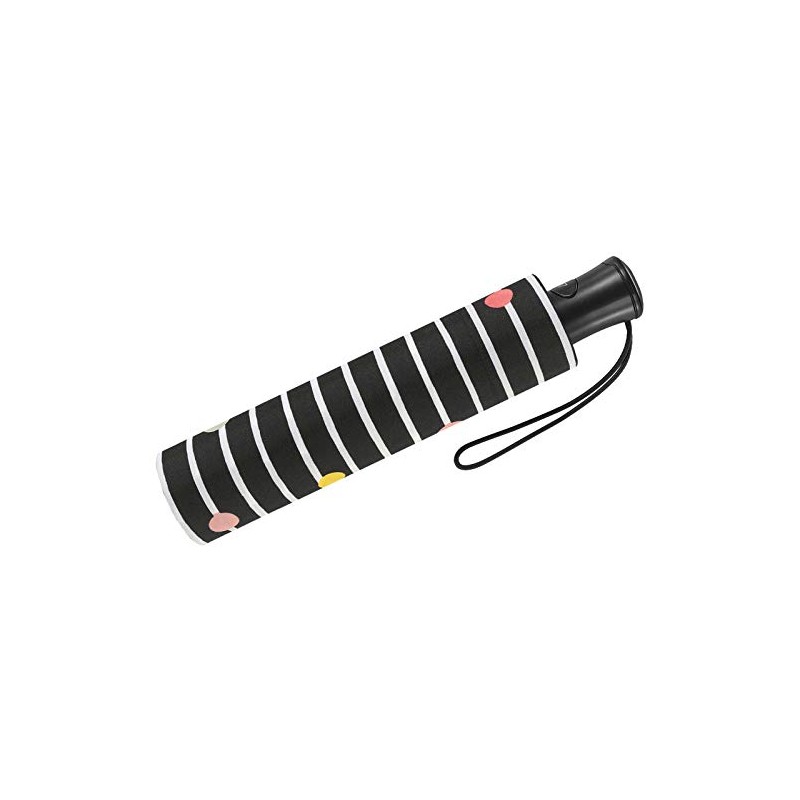 Umbrella Bikini Dots & Stripes Black, Pocket umbrella open automatically