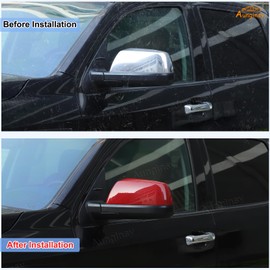 Car Rear View Mirror Cover Cap Trim Cover Compatible with Toyota Tundra 2007-2021 Crew Max Sequoia 2008-2020 Door Side Rearview Mirror Protector Cap ABS Exterior Accessories, Fit Without Turn Signals