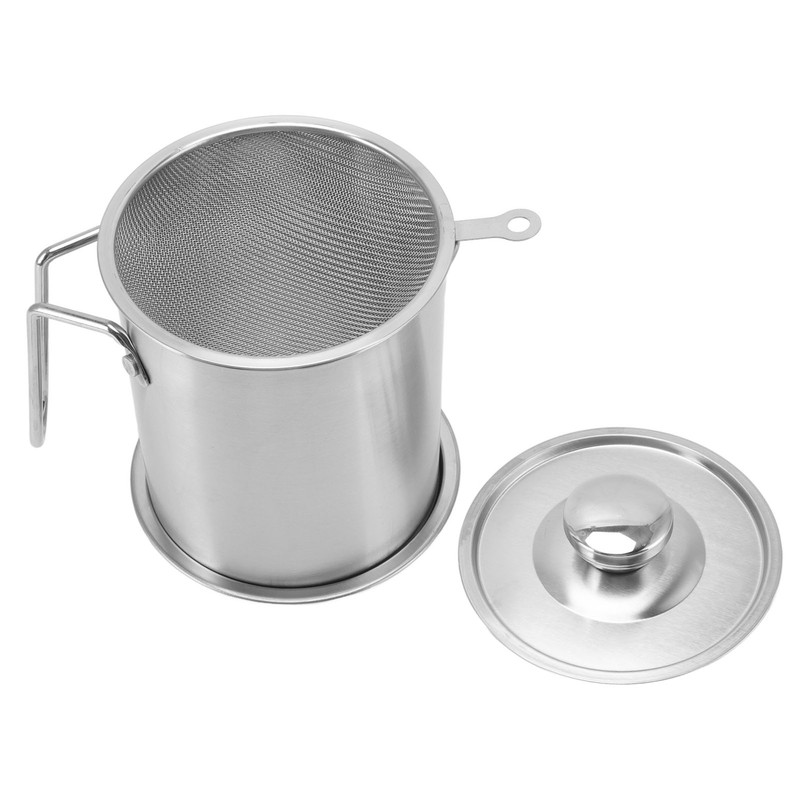 Bacon Grease Container Stainless Steel High Temperature Resistance Oil Strainer