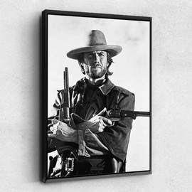 RileyCraftley Western Cowboy Canvas Wall Art – The Outlaw-Inspired 1970s Gunslinger Print – Vintage Western Decor for Man Cave or Office