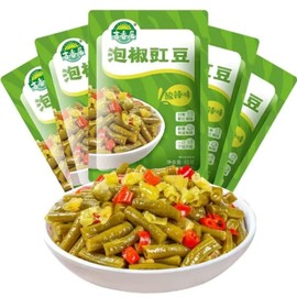 Handmade Spicy and Sour Pickled Cowpea Beans 48g x 5 Packs, Fresh Crispy Chinese Pickled Vegetables, Perfect for Snacking or Cooking, 8.5oz Deliciously Tangy Treats