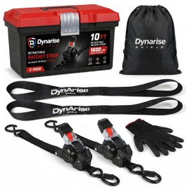 Dynarise Shield 10Ft Auto-Retractable Tie Down Ratchet Straps Pro Kit