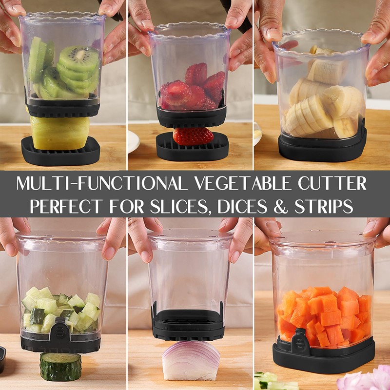 2-in-1 Detachable Fruit Slicer & Dicer, Stainless Steel Strawberry Slicer