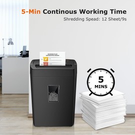 Bonsaii 12-Sheet Cross Cut Shredder, P-4 High Security Shredding, 5.5 Gal, Heavy Duty for Home Office, Shreds Paper, Credit Card, Mail, Staples, with Transparent Window, White
