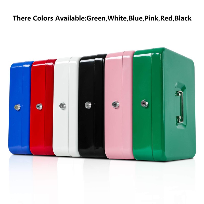 KYODOLED Locking Cash Box with Lock,Money Box with Cash Tray,Lock