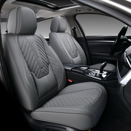 Coverado Car Seat Covers, Leatherette Seat Covers Full Set, Automotive Seat Covers Protector Cover Seat Universal Fit for Most Cars SUV Truck with Lumbar Support(Gray)
