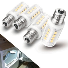 WE05X20431 LED Dryer Drum Light Bulb 3W 300lm, E12 10W 25W 40W Equivalent Appliance Bulb, 120V 6000K White E12 Candelabra Base, Fit for G-E Whirl-Pool Dryer Replace WP22002263 WE4M305 WP3395618, 4PACK
