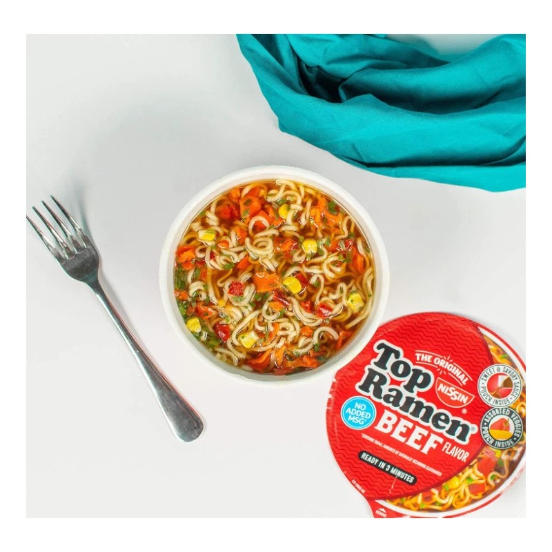 Nissin Top Ramen Bowl Ramen Noodle Soup, Beef, 3.28 Ounce