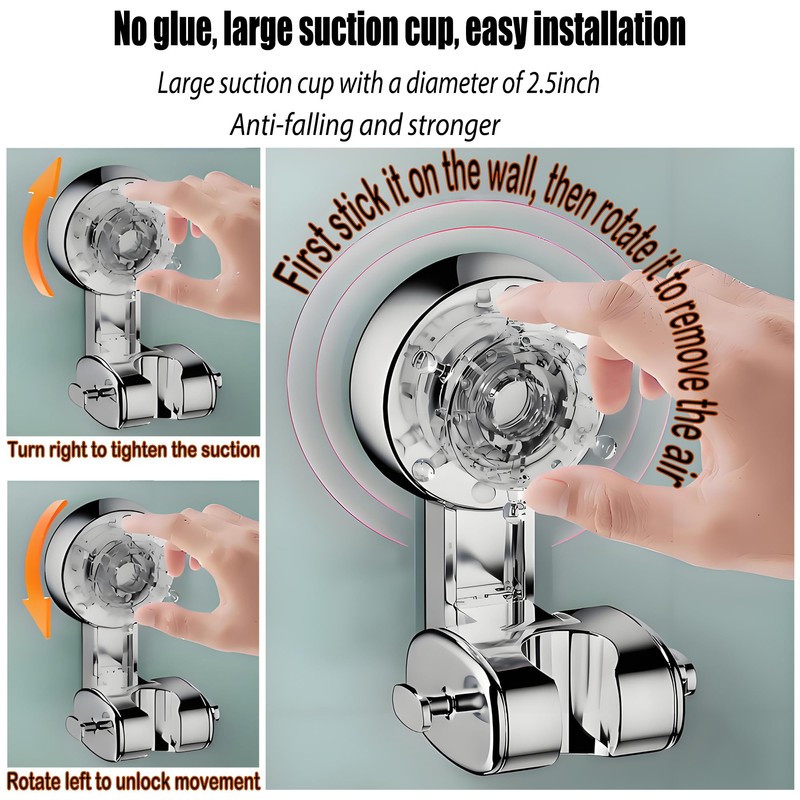 Adjustable Suction Cup Shower Head Holder – Wall Mounted Suction