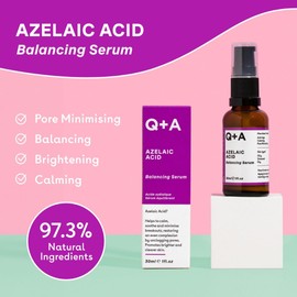 Q+A Azelaic Acid Balancing Serum (30ml), Natural Face Serum with Zinc PCA and Antioxidant Super Grains, Fragrance Free Skincare, Calms Blemishes and Smoothes Skin